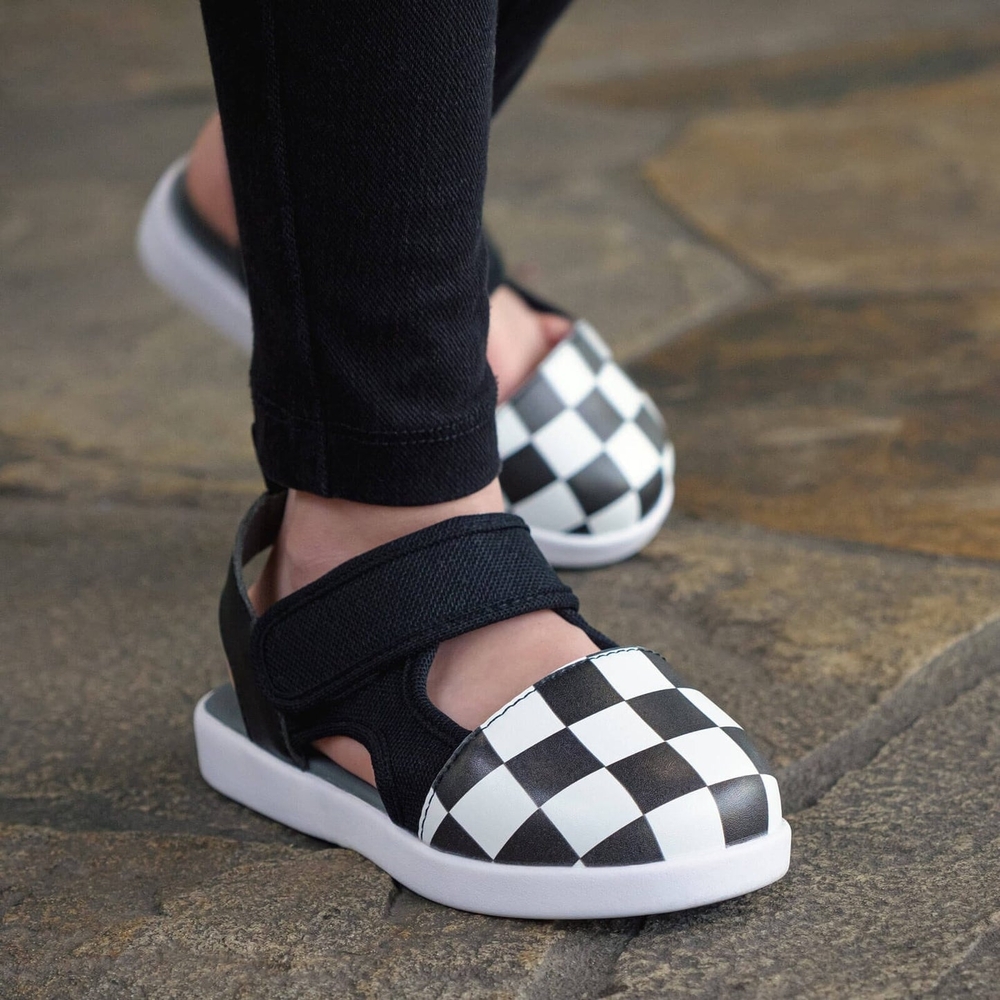 Kids Black and White Checkered Shoes
